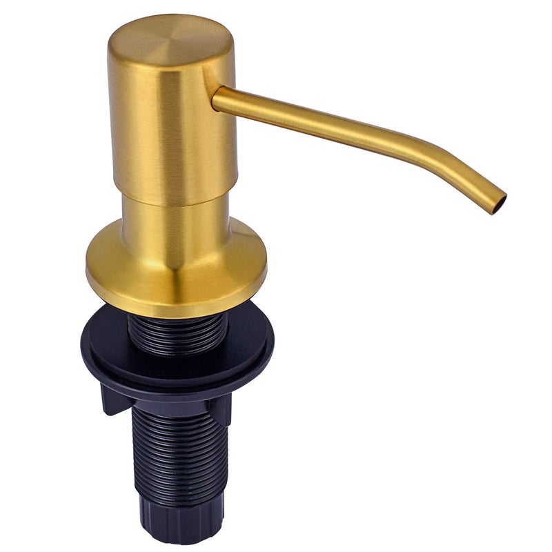 SAMODRA Soap Dispenser for Kitchen Sink, Premium Stainless Steel Pump Head 17 OZ Bottle 3.15 Inch Threaded Tube for Granite Thick Deck Installs (Brushed Brass) - Image 5
